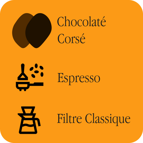 Profils Chocolaté et Corsé — recommandé pour Espresso et Filtre classique