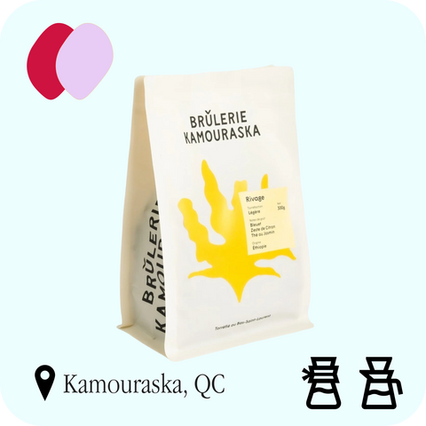 Brûlerie Kamouraska - Rivage, sac de 300 g, profils Fruité et Acidulé, recommandé en filtre découverte et filtre classique