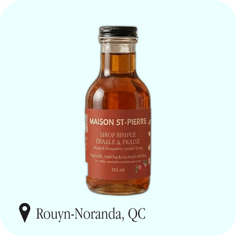 Maison St-Pierre - Sirop aromatisé à l'érable et fraise — bouteille de 355 ml, Rouyn-Noranda (QC)