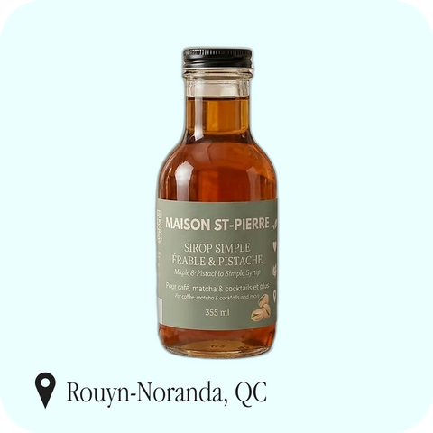 Maison St-Pierre - Sirop aromatisé à l'érable et pistache — bouteille de 355 ml, Rouyn-Noranda (QC)